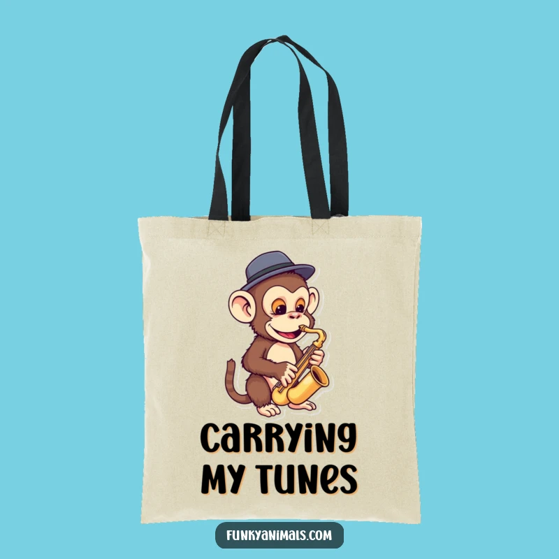 Funny Monkey Sax Tote Bag: Funky Fedora Player, Hilarious Jazz Ape Accessory