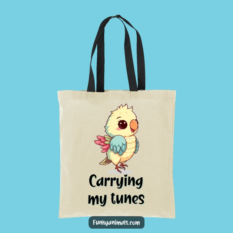 Funny Groovy Parrot Cub Tote Bag: Carry Your Tropical Beats
