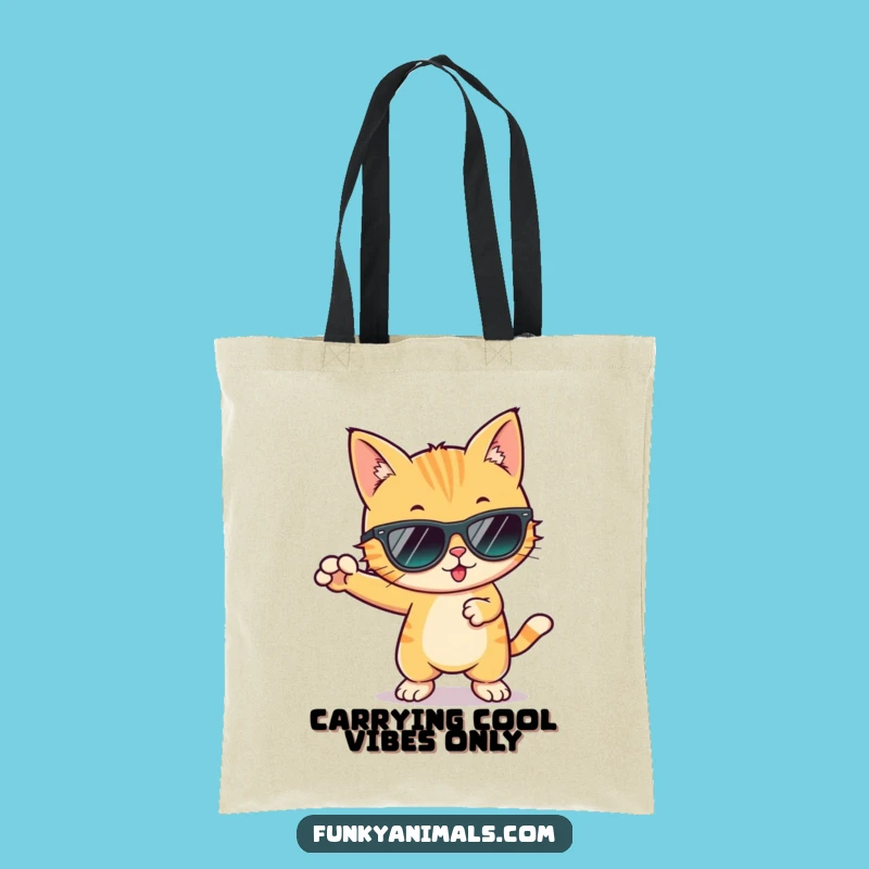 Funny Cool Cat Groovy Tote Bag: Carry Your Essentials with Funky Style!