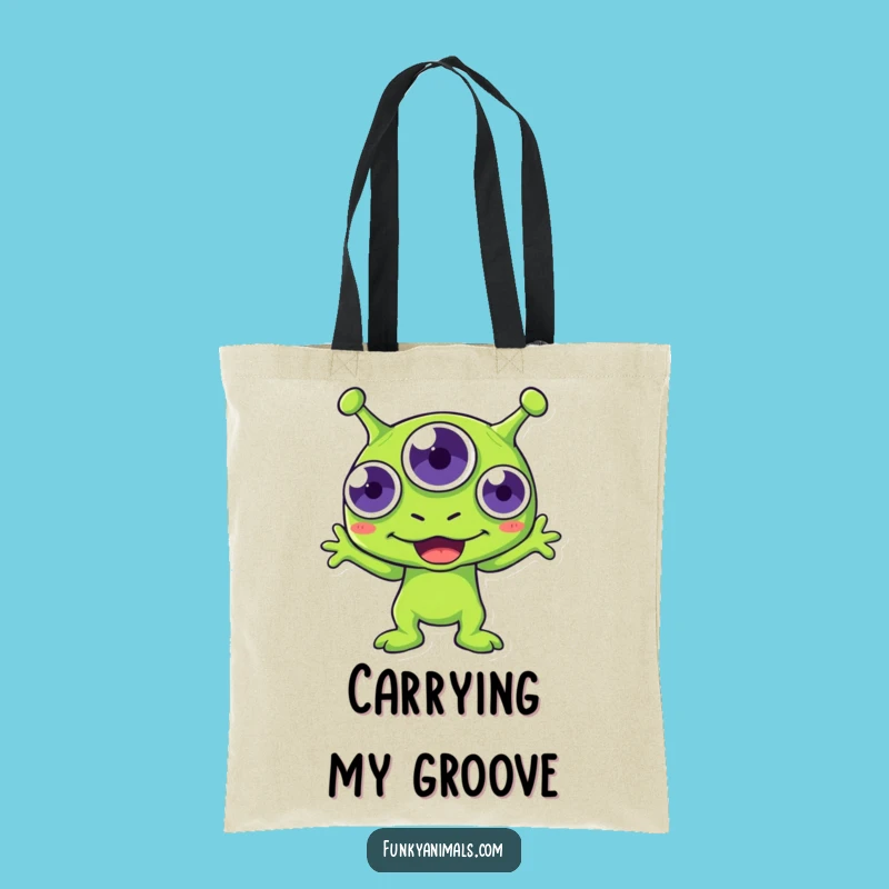 Funny Green Alien Boogie Tote Bag - Carry Your Joyful Creature!