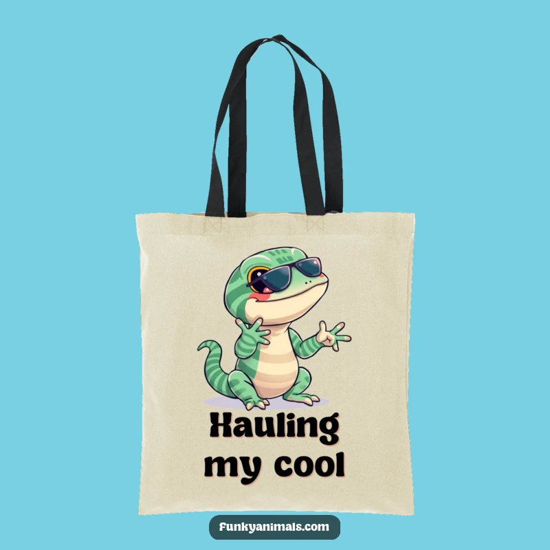 Funny Lizard Jazz Tote Bag: Jazzy Stripes Player, Hilarious Reptile Accessory