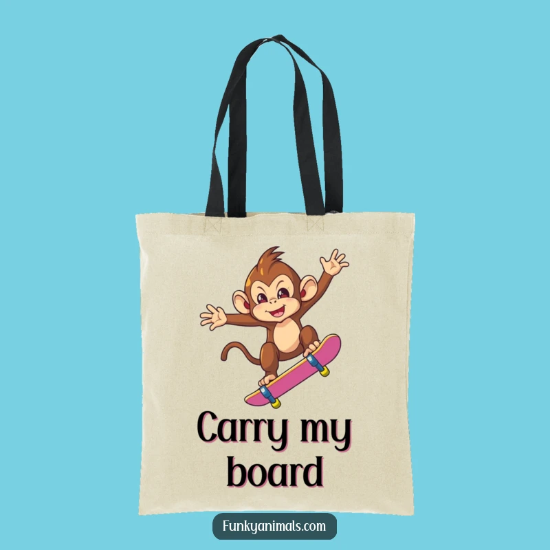 Funny Monkey Skateboard Trick Tote Bag - Carry Your Gear with Humor