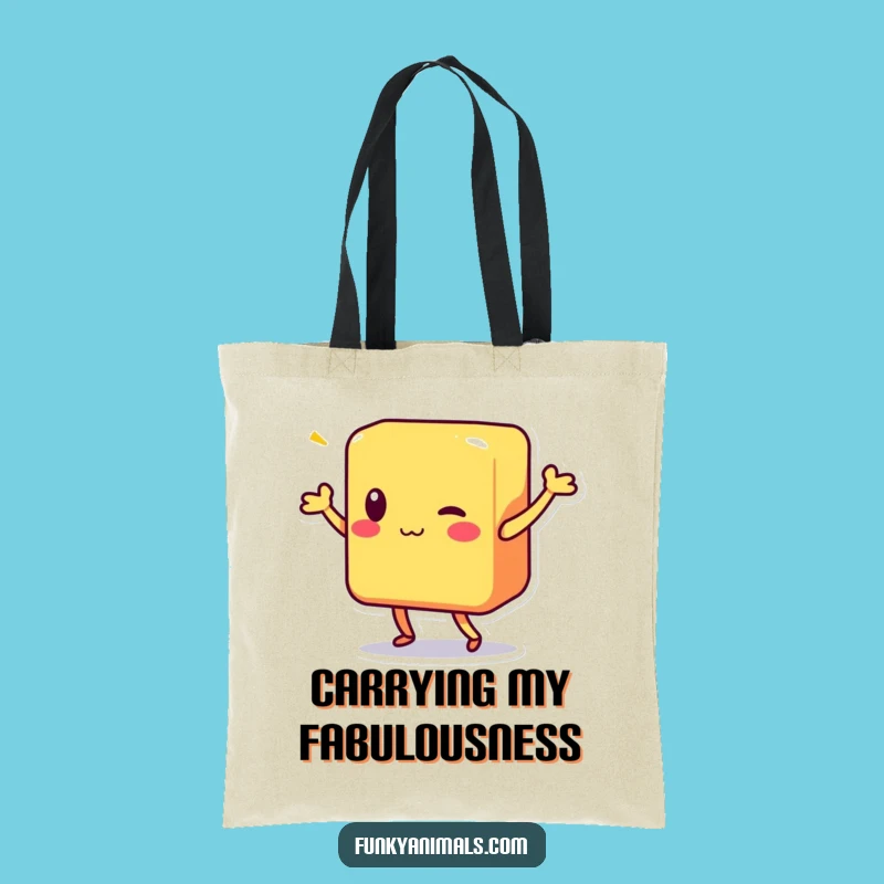 Funny Shimmy Block Character Tote Bag: Carry Joy and Grooves Anywhere