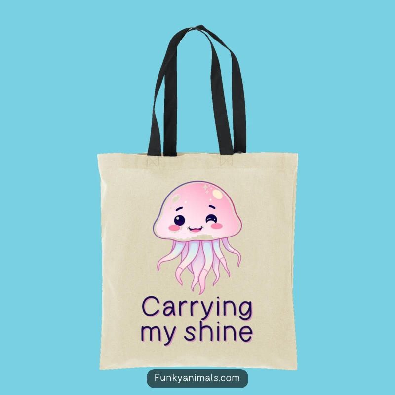 Funny Sparkling Jellyfish Goofy Grin Tote Bag: Carry Your Laughs in Style