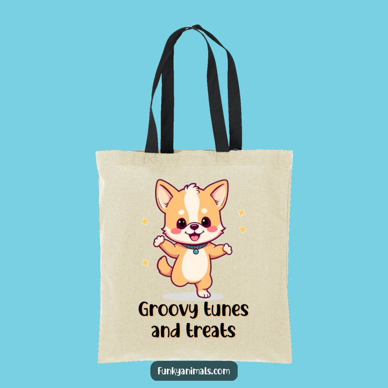 Funny Dancing Dog Cub Tote Bag: Music Lover's Carryall - Practical Funny Gift