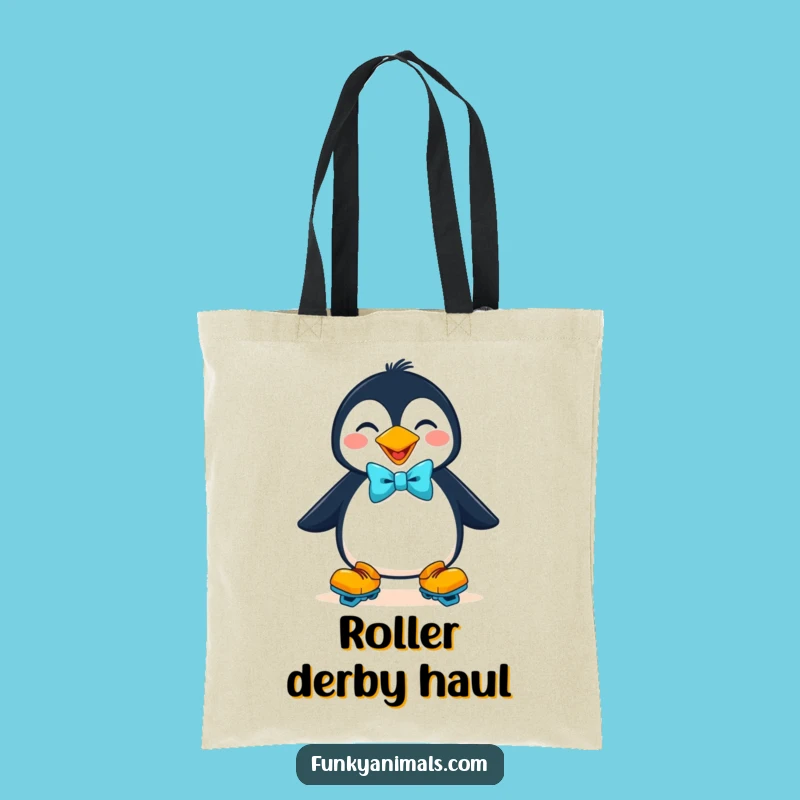 Funny Penguin Skater Tote Bag, Goofy Carry-All Gift